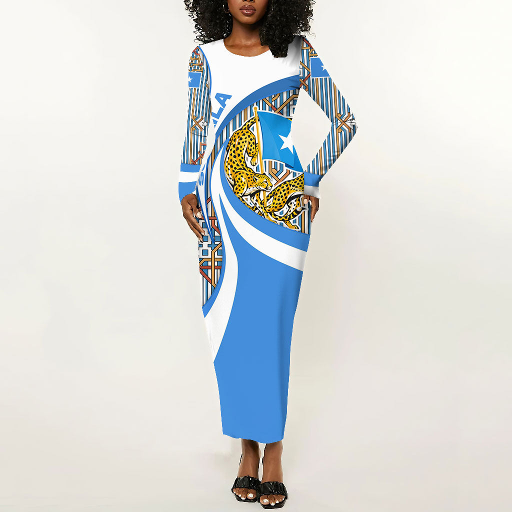 Somalia Freedom Independence Long Sleeve Bodycon Dress Leopard Flag Power Fist