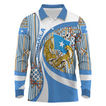 Somalia Freedom Independence Long Sleeve Polo Shirt Leopard Flag Power Fist
