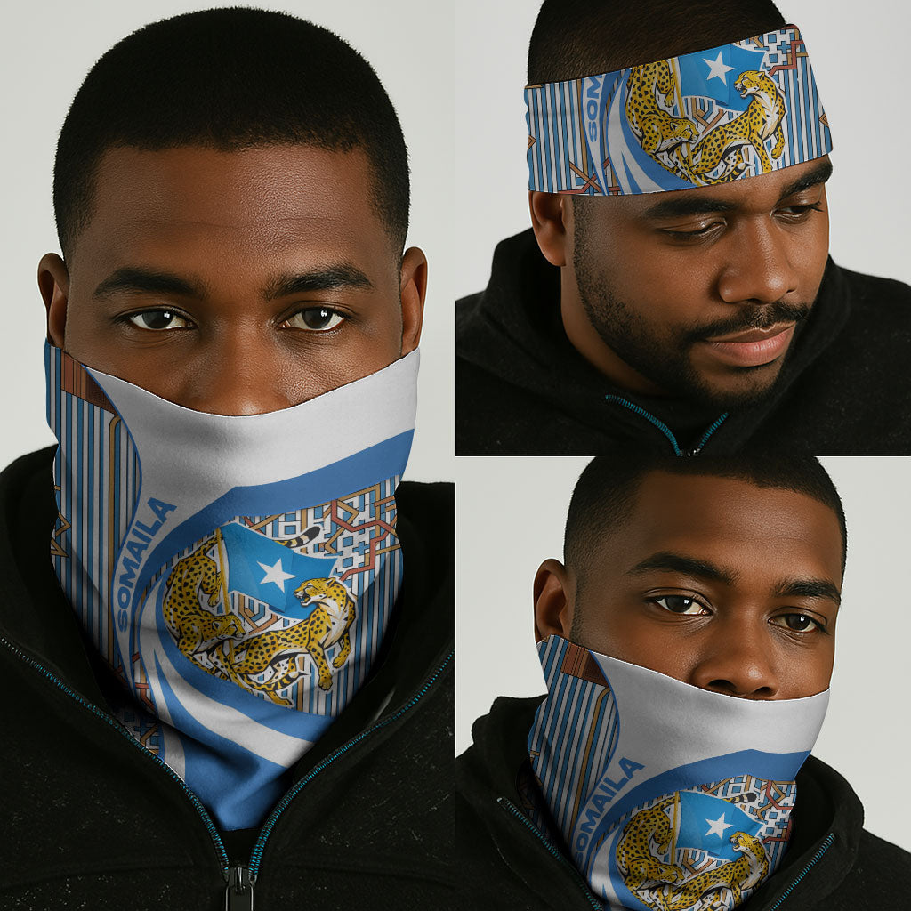 Somalia Freedom Independence Neck Gaiter Leopard Flag Power Fist