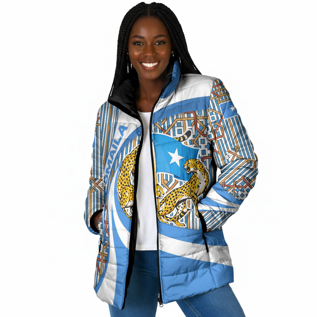 Somalia Freedom Independence Padded Jacket Leopard Flag Power Fist
