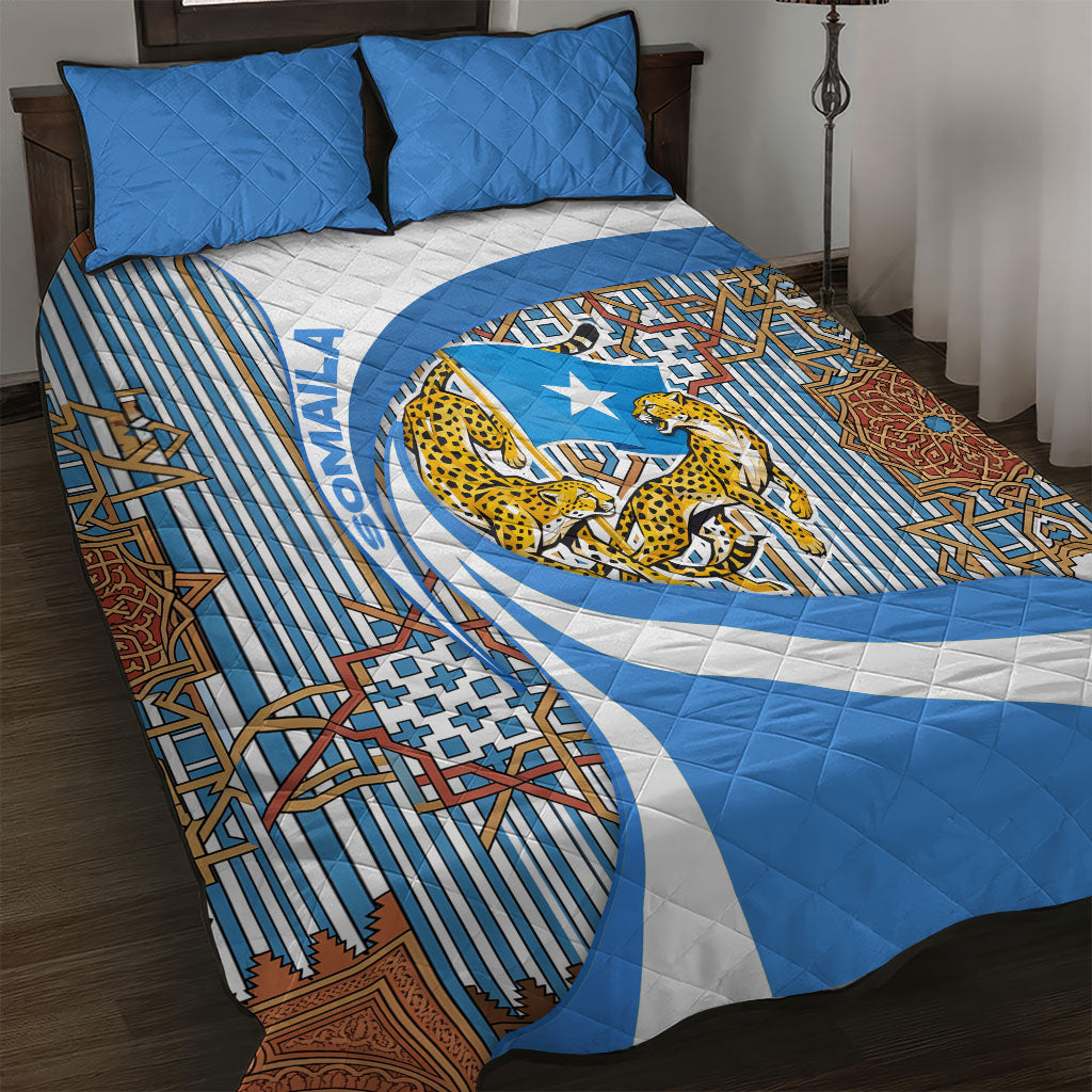 Somalia Freedom Independence Quilt Bed Set Leopard Flag Power Fist