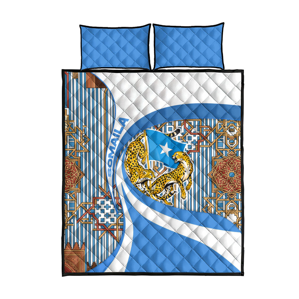 Somalia Freedom Independence Quilt Bed Set Leopard Flag Power Fist
