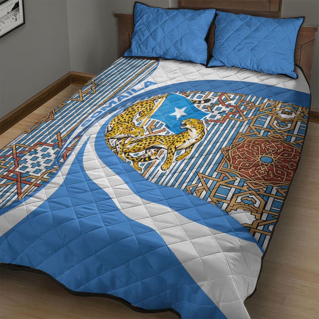 Somalia Freedom Independence Quilt Bed Set Leopard Flag Power Fist