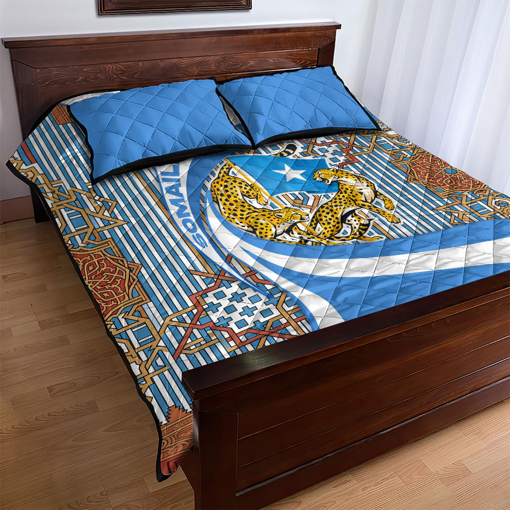 Somalia Freedom Independence Quilt Bed Set Leopard Flag Power Fist