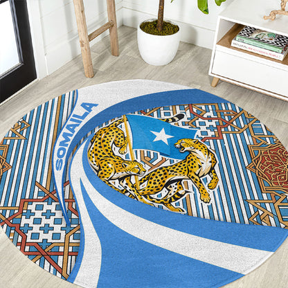 Somalia Freedom Independence Round Carpet Leopard Flag Power Fist