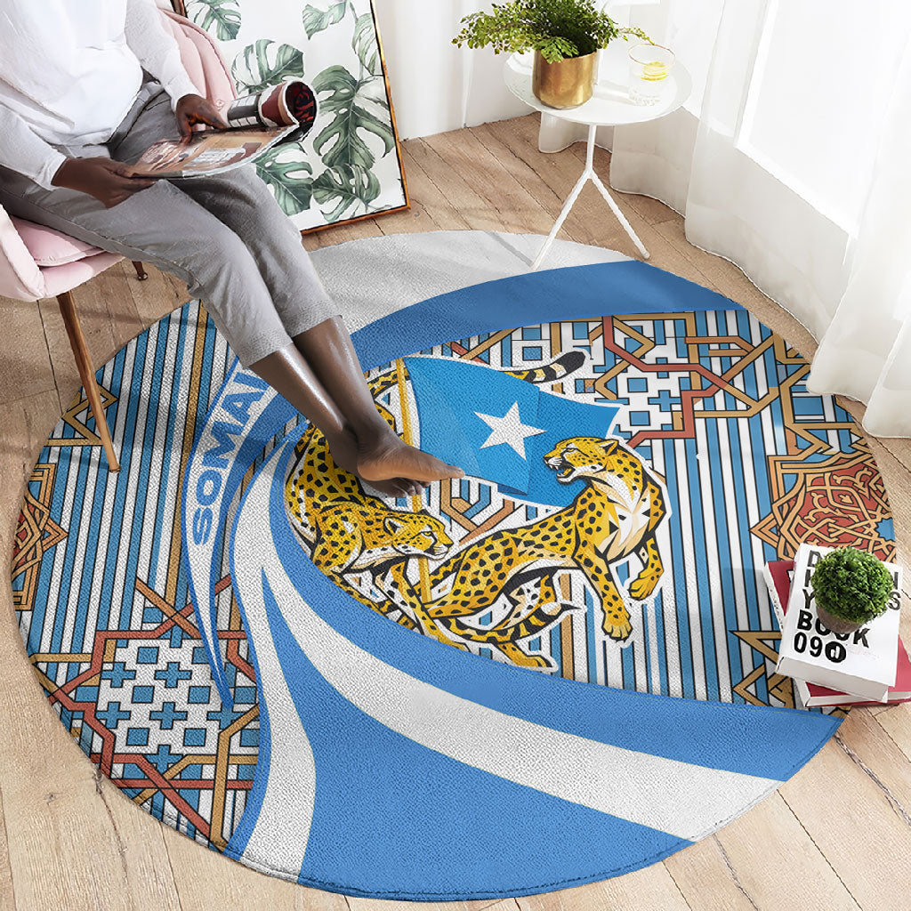 Somalia Freedom Independence Round Carpet Leopard Flag Power Fist