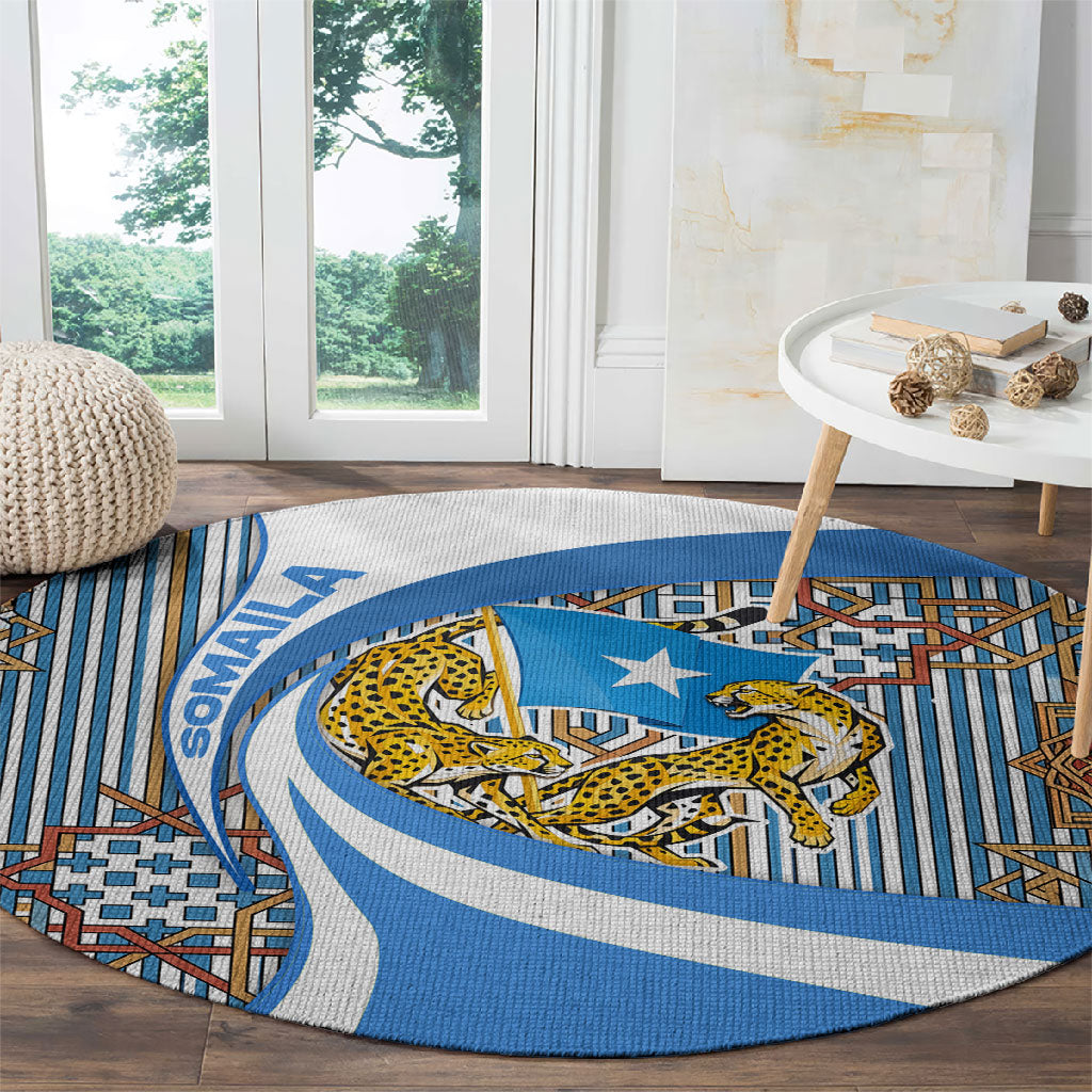 Somalia Freedom Independence Round Carpet Leopard Flag Power Fist