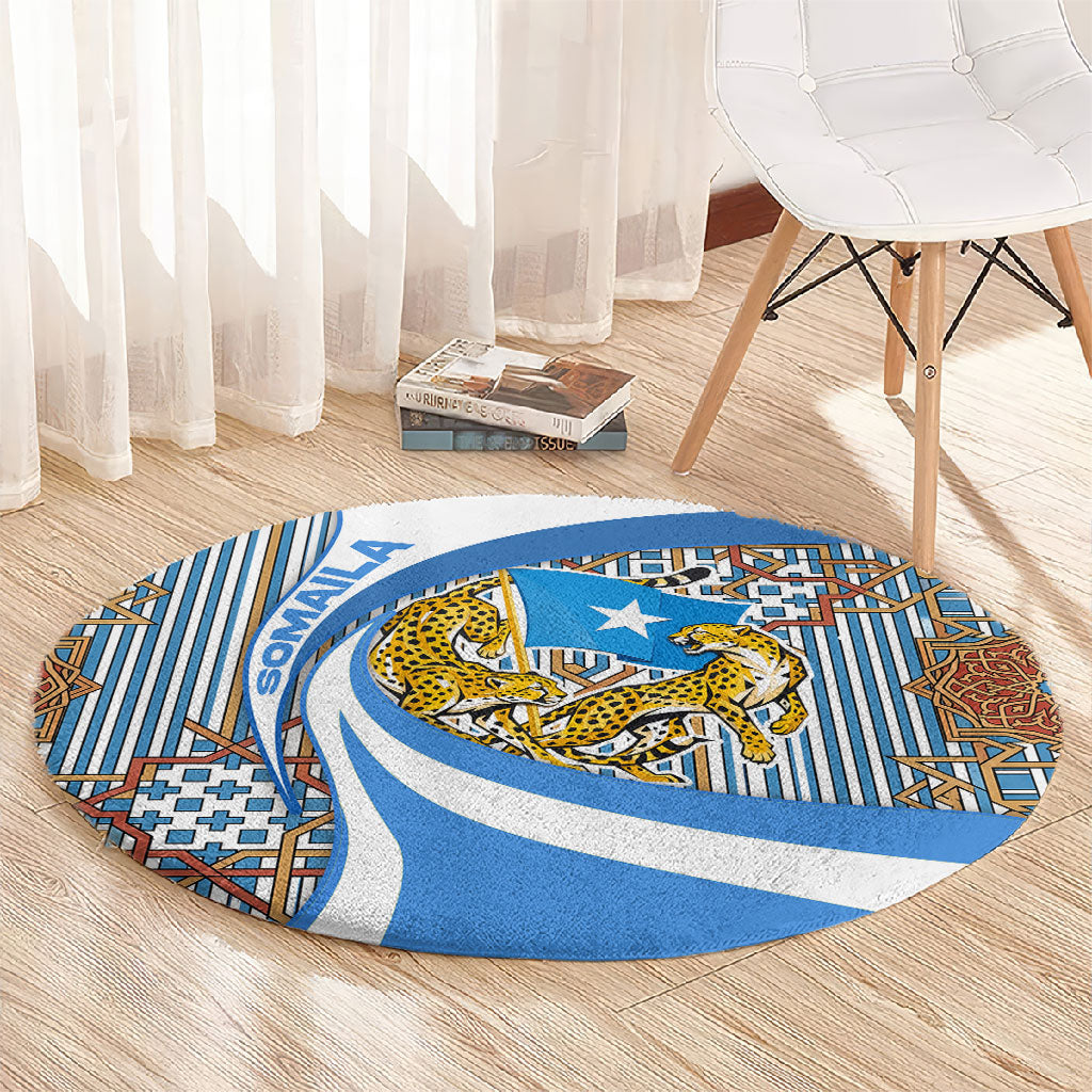 Somalia Freedom Independence Round Carpet Leopard Flag Power Fist