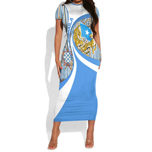 Somalia Freedom Independence Short Sleeve Bodycon Dress Leopard Flag Power Fist
