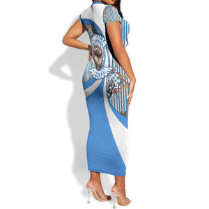 Somalia Freedom Independence Short Sleeve Bodycon Dress Leopard Flag Power Fist