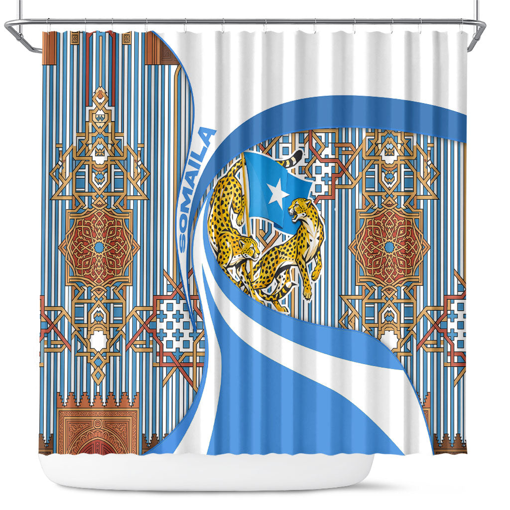 Somalia Freedom Independence Shower Curtain Leopard Flag Power Fist