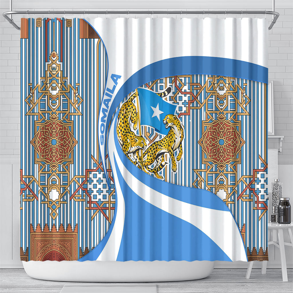 Somalia Freedom Independence Shower Curtain Leopard Flag Power Fist