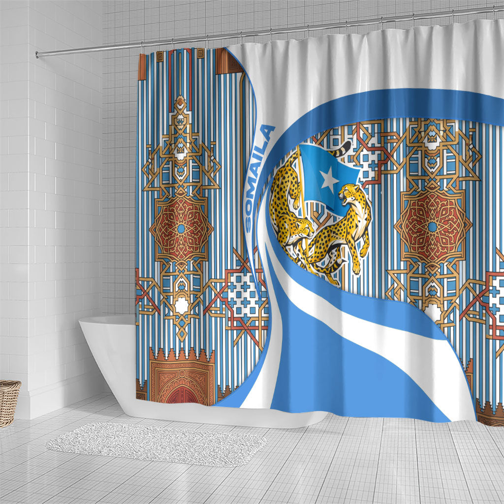 Somalia Freedom Independence Shower Curtain Leopard Flag Power Fist