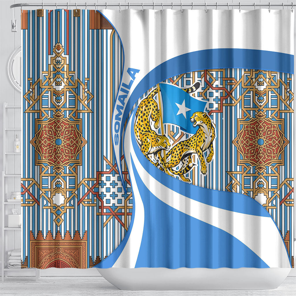 Somalia Freedom Independence Shower Curtain Leopard Flag Power Fist