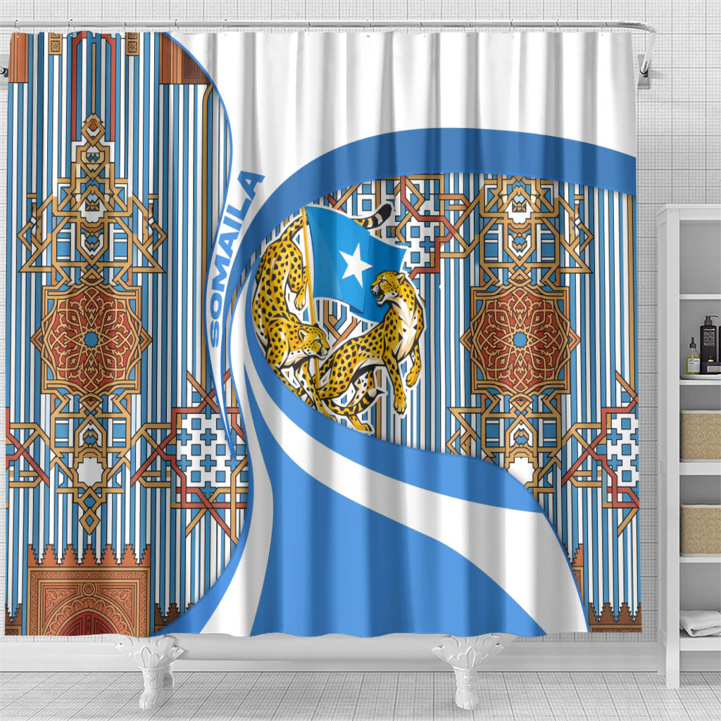 Somalia Freedom Independence Shower Curtain Leopard Flag Power Fist