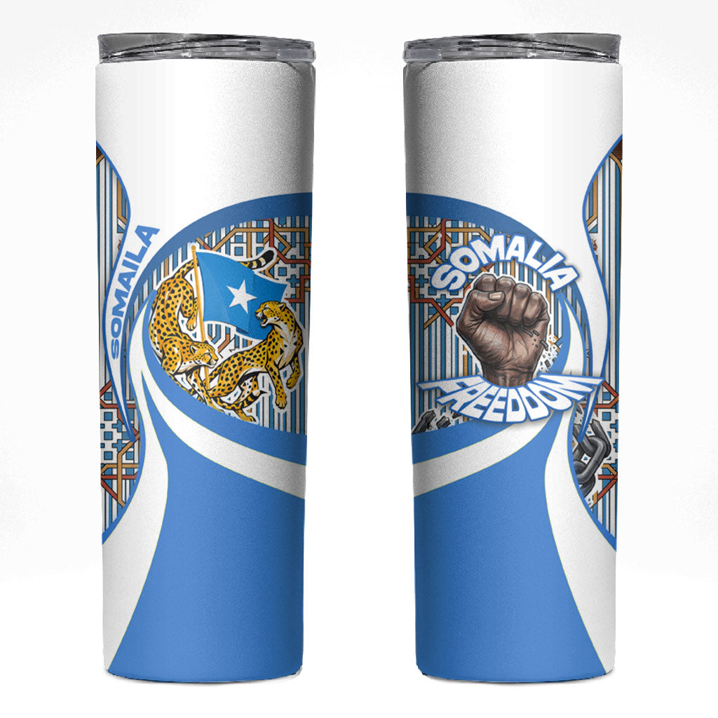 Somalia Freedom Independence Skinny Tumbler Leopard Flag Power Fist