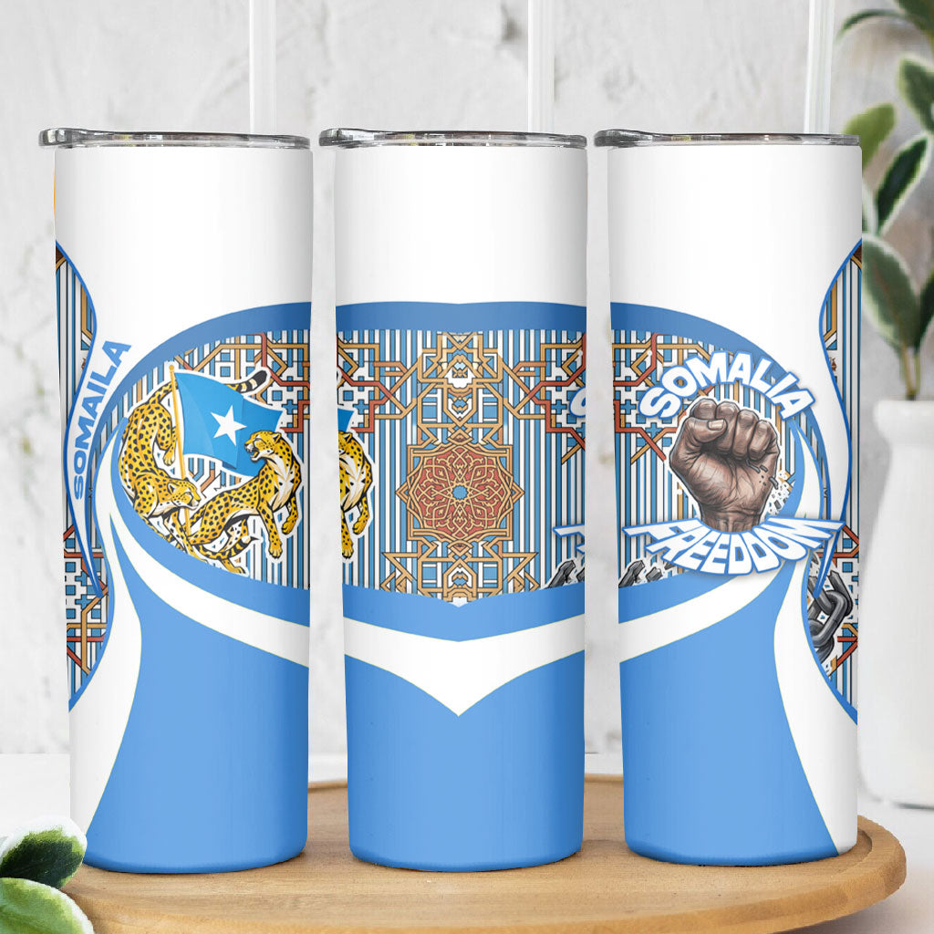 Somalia Freedom Independence Skinny Tumbler Leopard Flag Power Fist