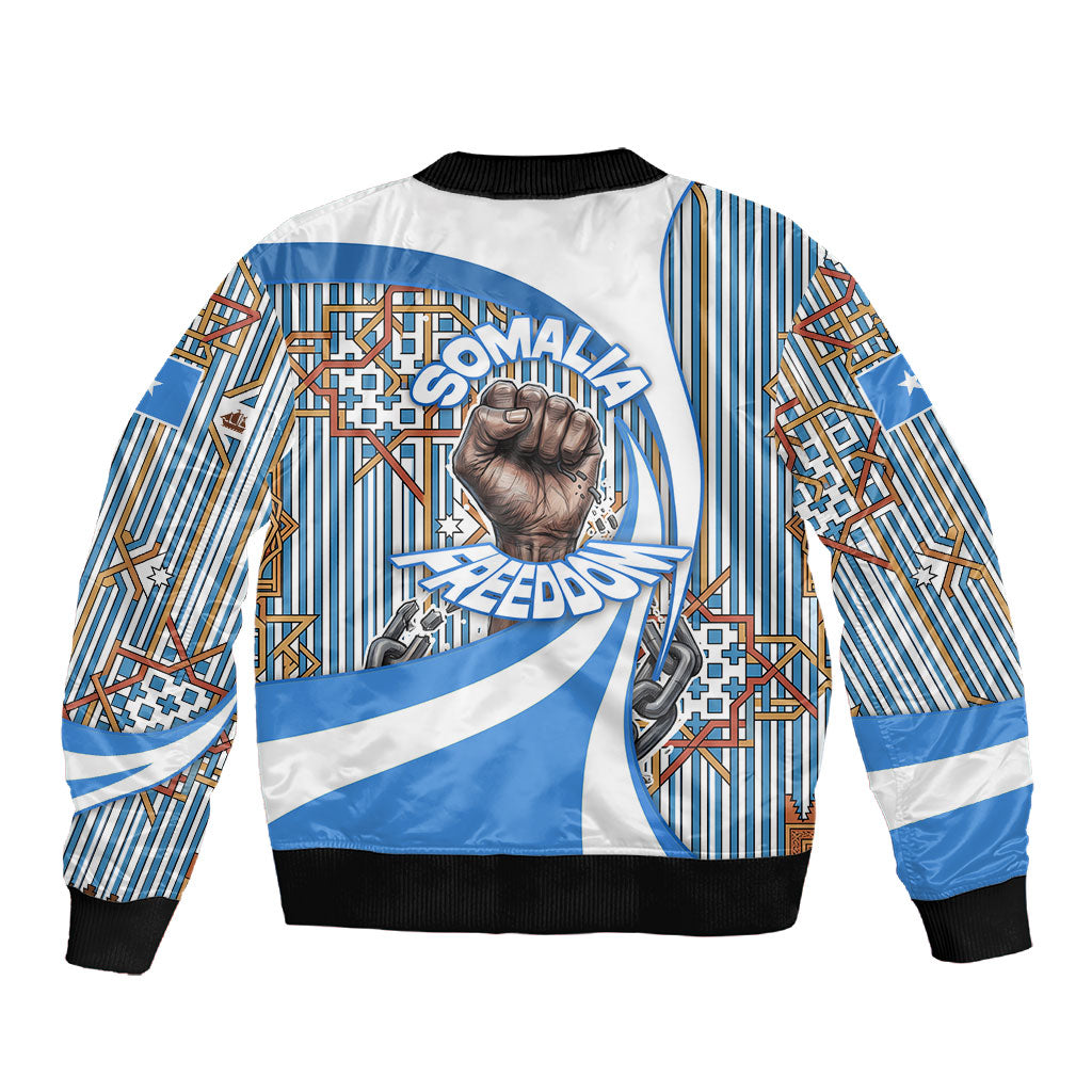 Somalia Freedom Independence Sleeve Zip Bomber Jacket Leopard Flag Power Fist