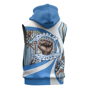 Somalia Freedom Independence Sleeveless Zip Hoodie Leopard Flag Power Fist