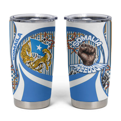 Somalia Freedom Independence Tumbler Cup Leopard Flag Power Fist