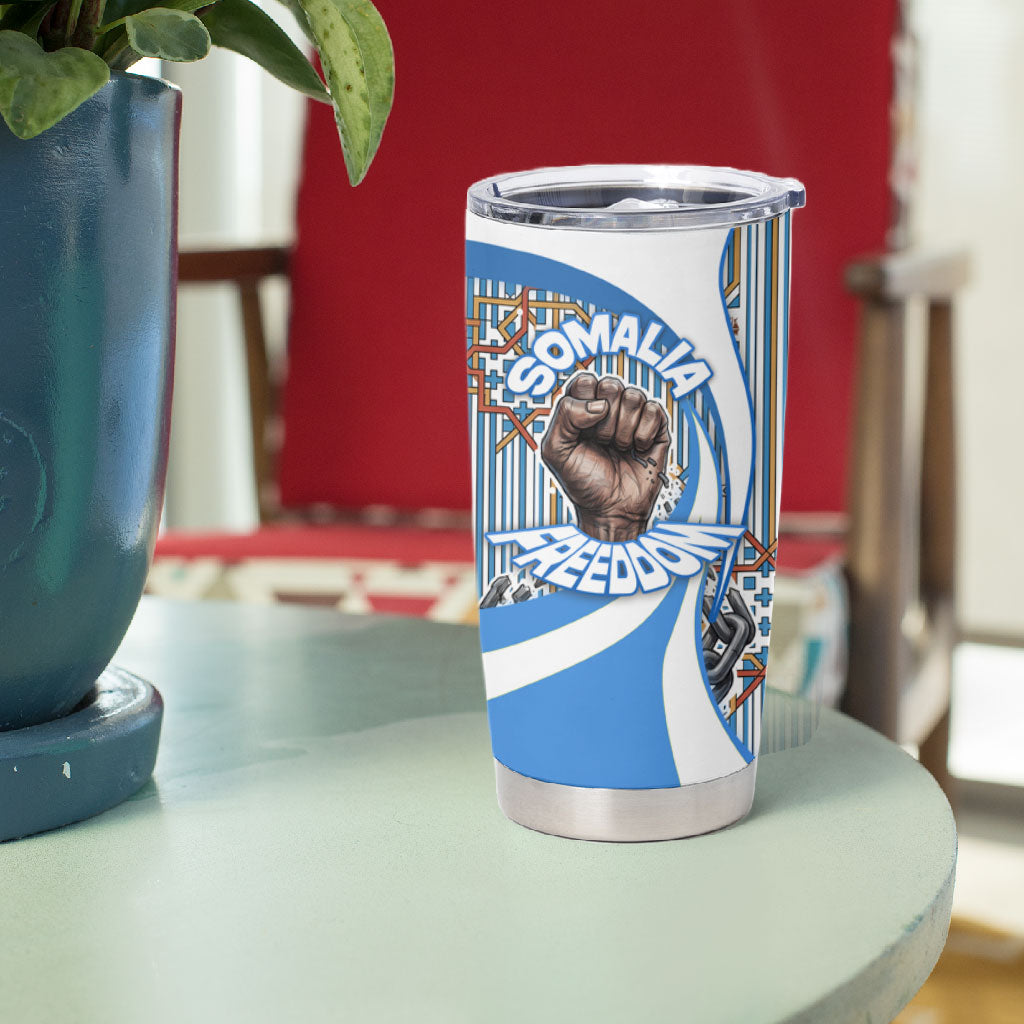 Somalia Freedom Independence Tumbler Cup Leopard Flag Power Fist