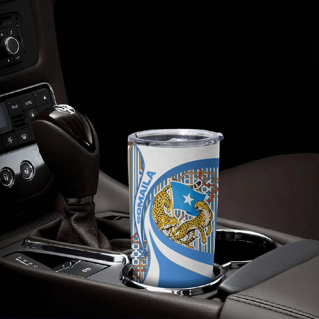 Somalia Freedom Independence Tumbler Cup Leopard Flag Power Fist