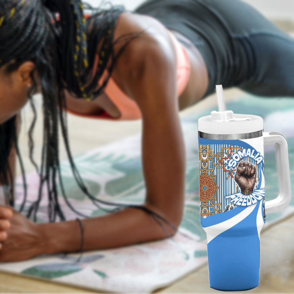 Somalia Freedom Independence Tumbler With Handle Leopard Flag Power Fist