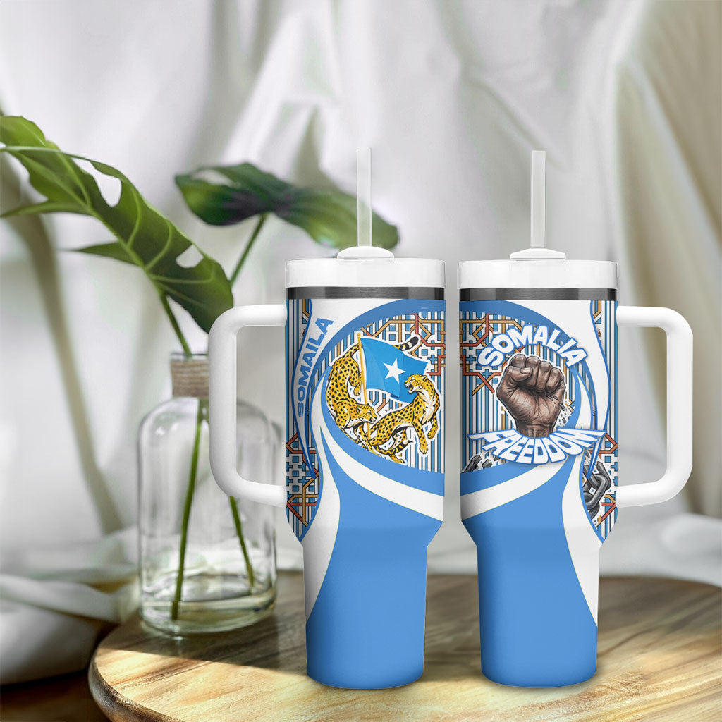 Somalia Freedom Independence Tumbler With Handle Leopard Flag Power Fist