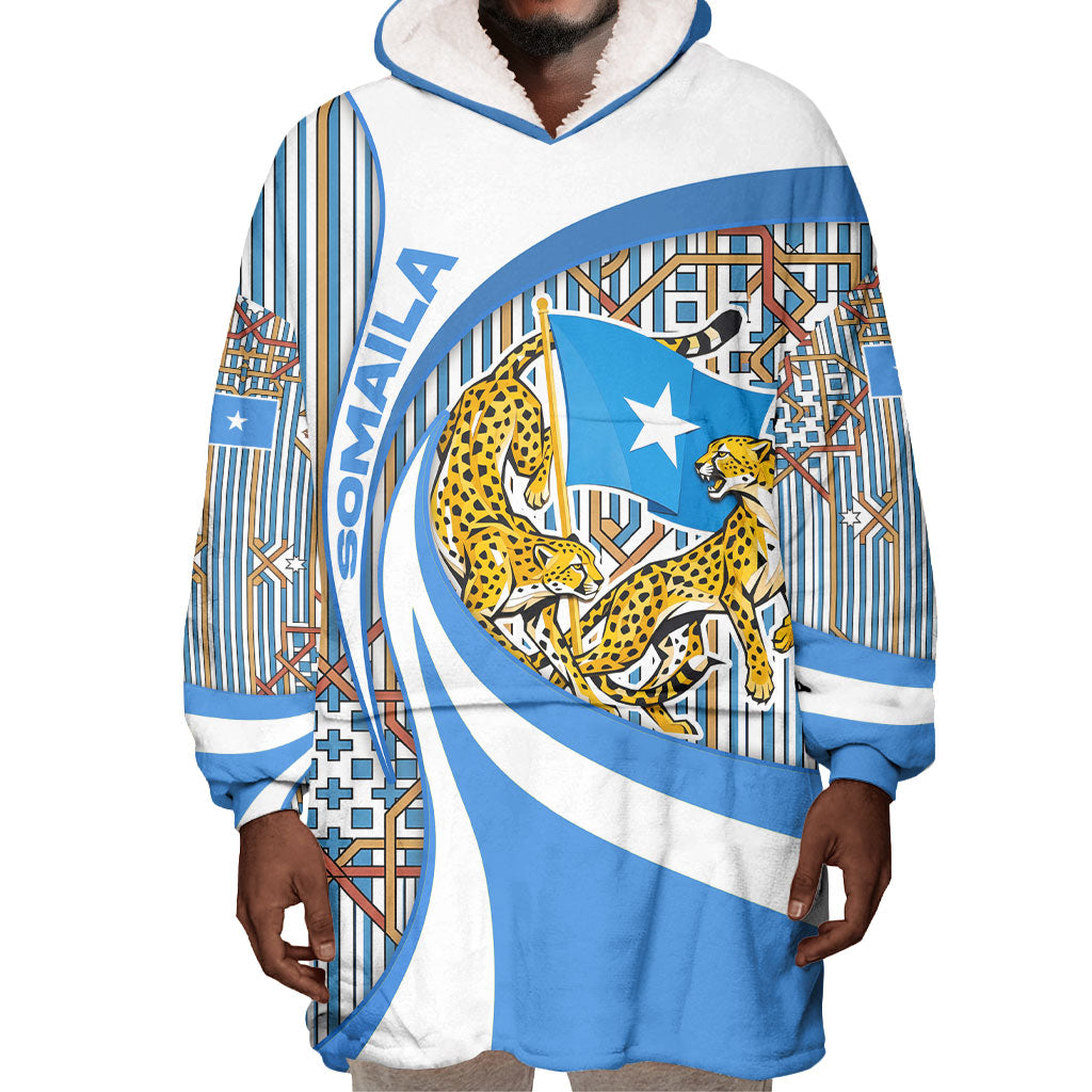 Somalia Freedom Independence Wearable Blanket Hoodie Leopard Flag Power Fist