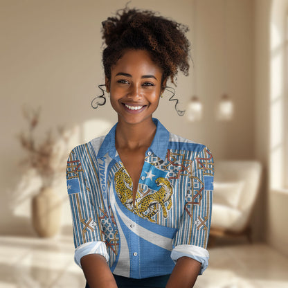 Somalia Freedom Independence Women Casual Shirt Leopard Flag Power Fist