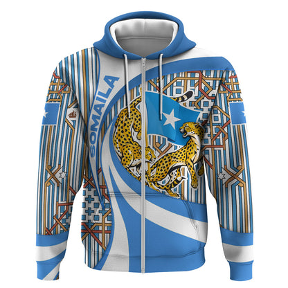 Somalia Freedom Independence Zip Hoodie Leopard Flag Power Fist