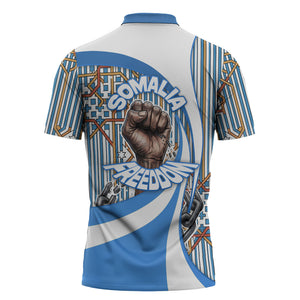 Somalia Freedom Independence Zipper Polo Shirt Leopard Flag Power Fist