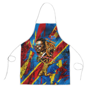 DR Congo Patrice Lumumba Football Victory Apron African Pride Leopard And Flag