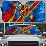 DR Congo Patrice Lumumba Football Victory Auto Sun Shade African Pride Leopard And Flag