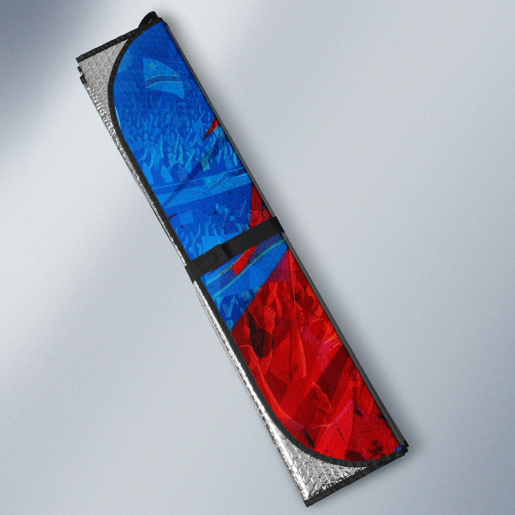 DR Congo Patrice Lumumba Football Victory Auto Sun Shade African Pride Leopard And Flag