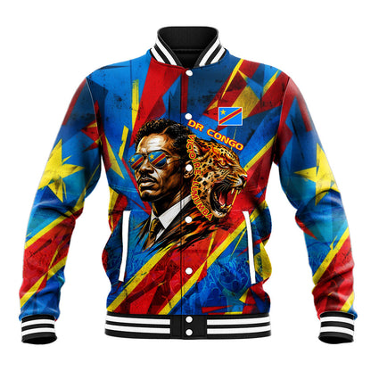 DR Congo Patrice Lumumba Football Victory Baseball Jacket African Pride Leopard And Flag