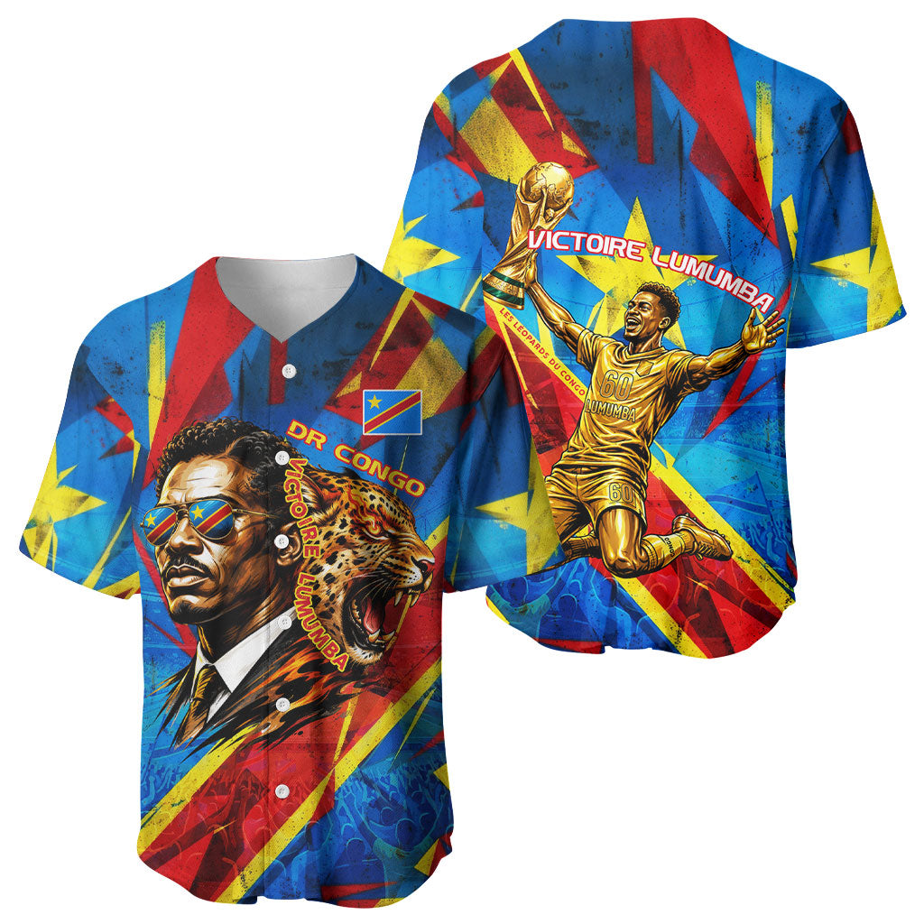 DR Congo Patrice Lumumba Football Victory Baseball Jersey African Pride Leopard And Flag