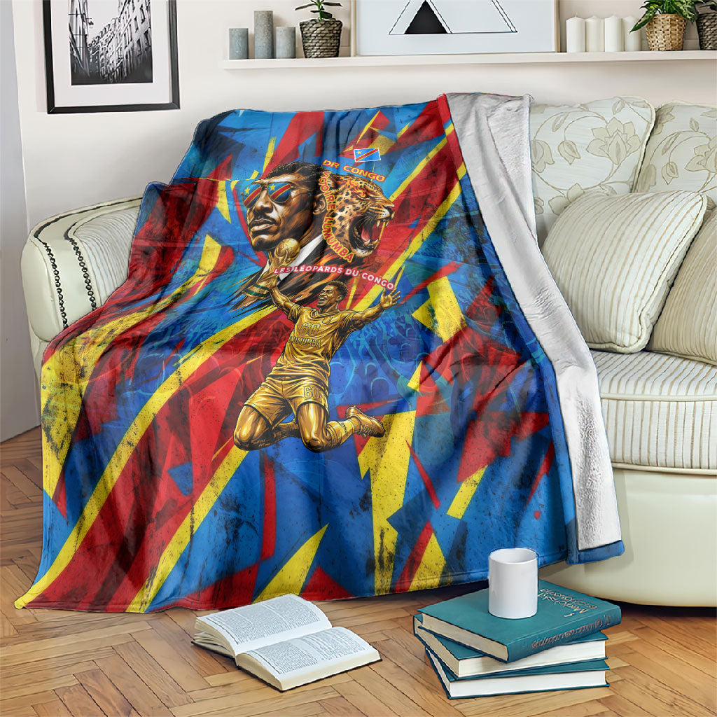 DR Congo Patrice Lumumba Football Victory Blanket African Pride Leopard And Flag