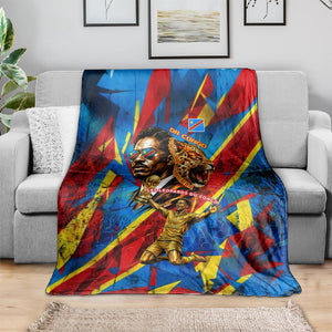 DR Congo Patrice Lumumba Football Victory Blanket African Pride Leopard And Flag