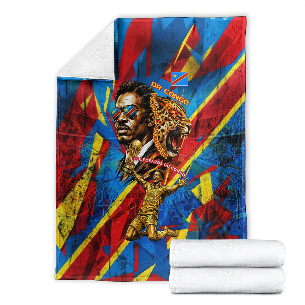 DR Congo Patrice Lumumba Football Victory Blanket African Pride Leopard And Flag