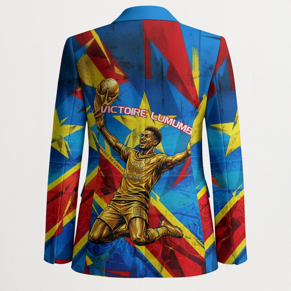 DR Congo Patrice Lumumba Football Victory Blazer African Pride Leopard And Flag