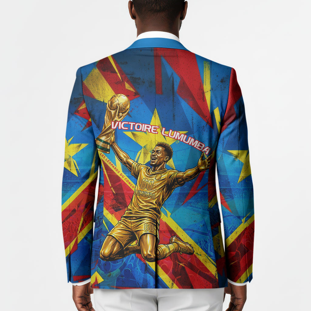 DR Congo Patrice Lumumba Football Victory Blazer African Pride Leopard And Flag
