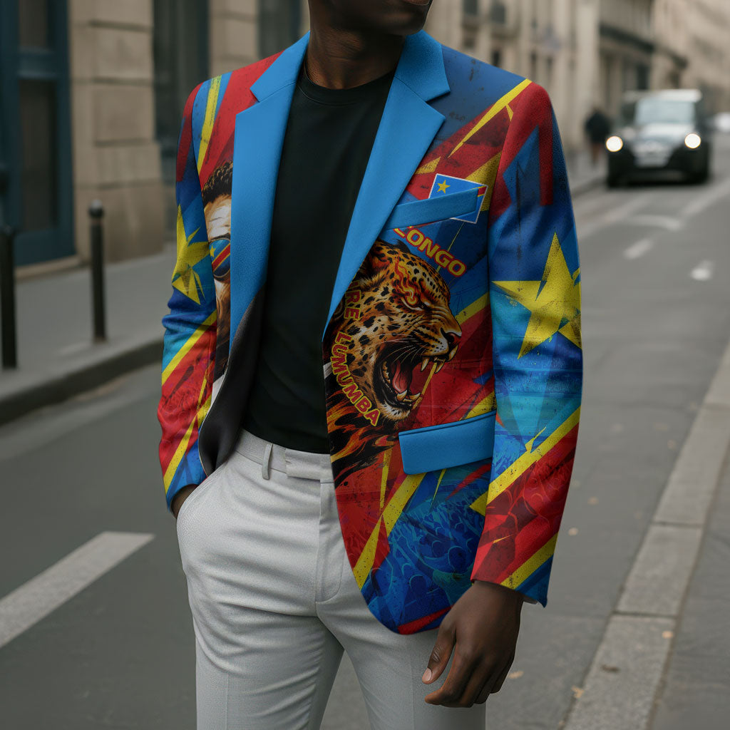DR Congo Patrice Lumumba Football Victory Blazer African Pride Leopard And Flag