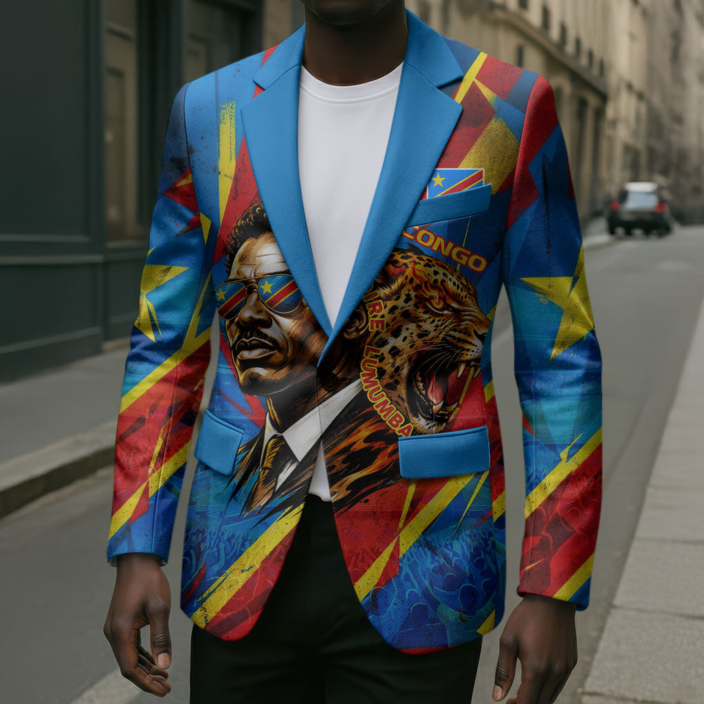 DR Congo Patrice Lumumba Football Victory Blazer African Pride Leopard And Flag