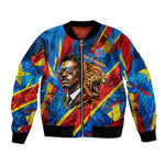 DR Congo Patrice Lumumba Football Victory Bomber Jacket African Pride Leopard And Flag