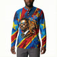 DR Congo Patrice Lumumba Football Victory Button Sweatshirt African Pride Leopard And Flag