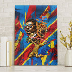 DR Congo Patrice Lumumba Football Victory Canvas Wall Art African Pride Leopard And Flag