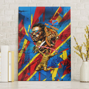 DR Congo Patrice Lumumba Football Victory Canvas Wall Art African Pride Leopard And Flag