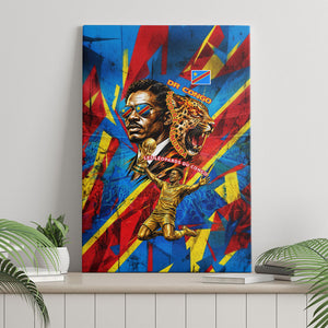 DR Congo Patrice Lumumba Football Victory Canvas Wall Art African Pride Leopard And Flag