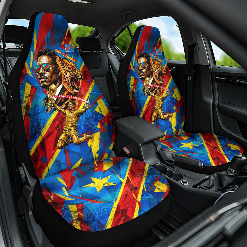 DR Congo Patrice Lumumba Football Victory Car Seat Cover African Pride Leopard And Flag